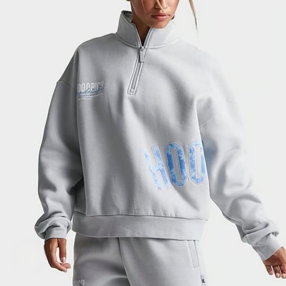 Hoodrich Women's Sweatshirt Quarter Zip Spell Out Cropped Oversized - Small